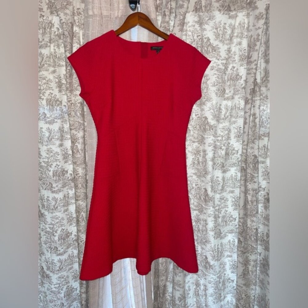 Banana Republic Womens Red Waffle Texture Short Sleeve Fit Flare size 4